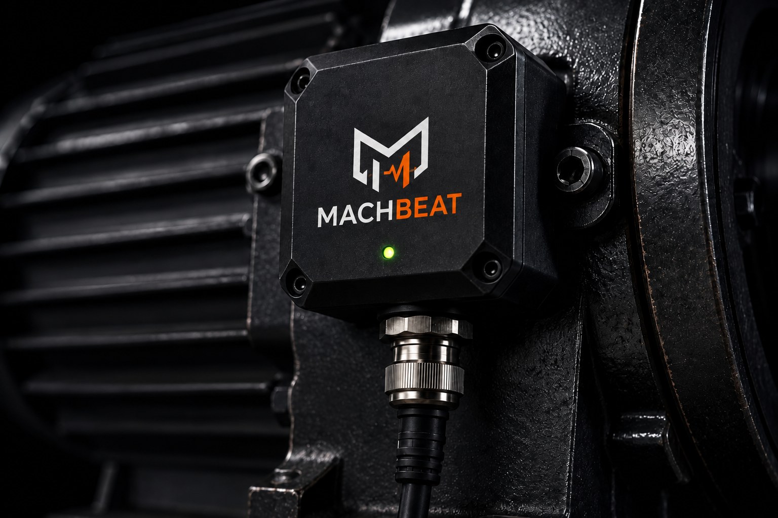 MachBeat edge sensor mounted on an industrial motor